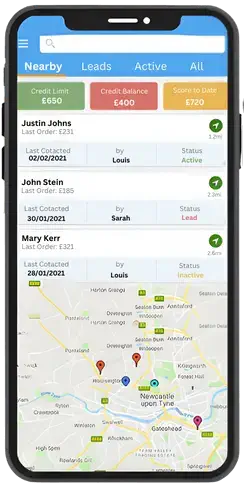 Sales Rep App map for fields sales
