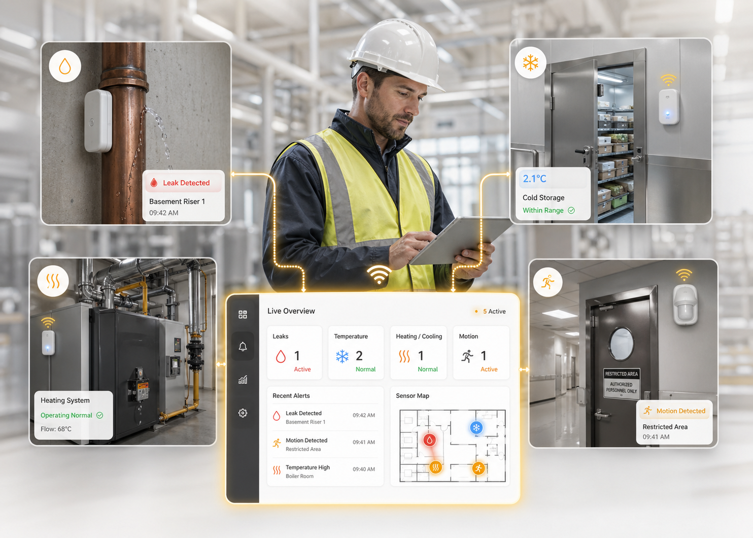 Smart IoT Sensors - Live Building Monitoring, Alerts & Dashboards